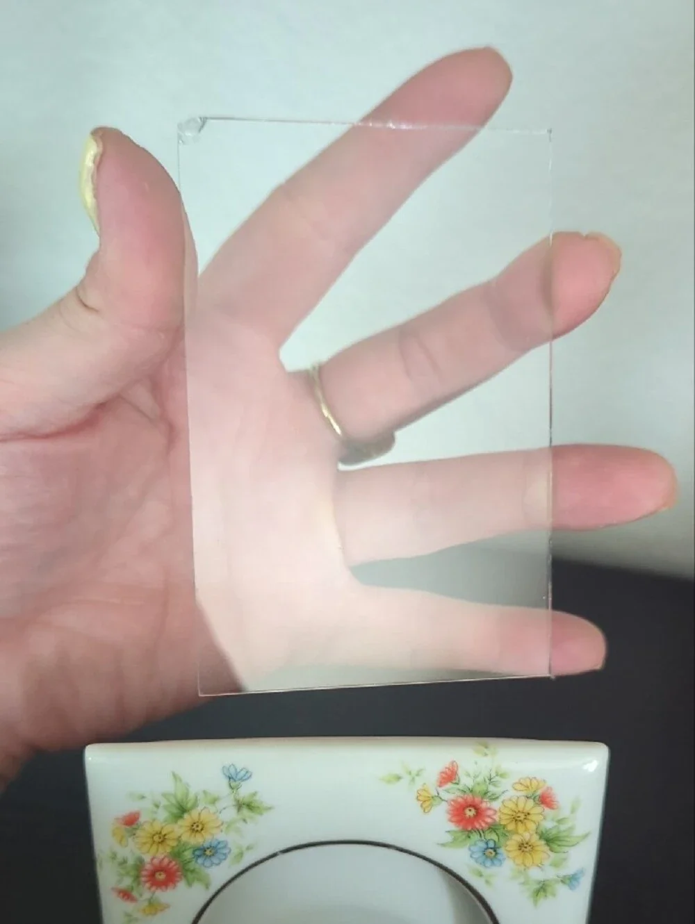 Lefton Porcelain Floral Picture Frame with Gold Trim - White, Yellow, Red, Blue